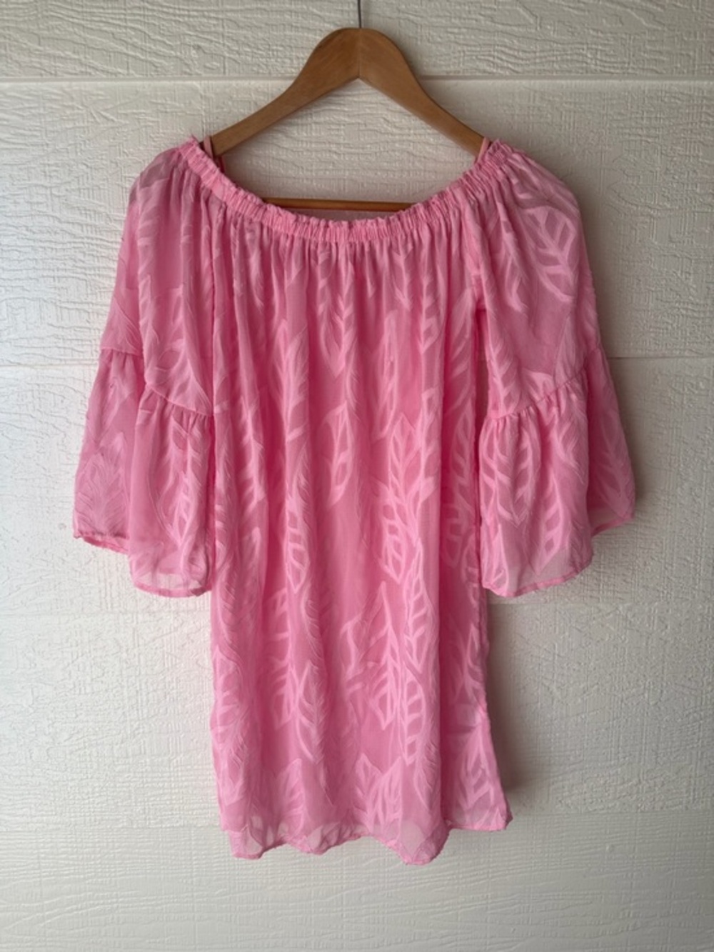 Lilly Pulitzer Pink Off Shoulder Cover Up Dress XS Sheer